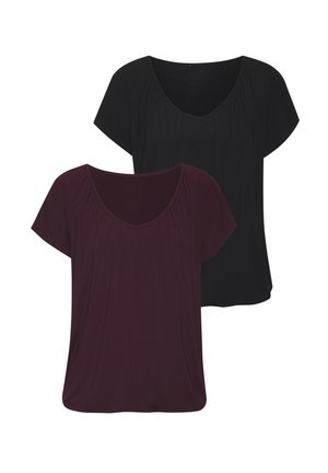 2 PACK - T-shirt basique - aubergine schwarz