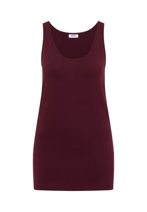 Cecil, Short-Sleeve Round-Neck Sweater with Stripes - Top - red wine