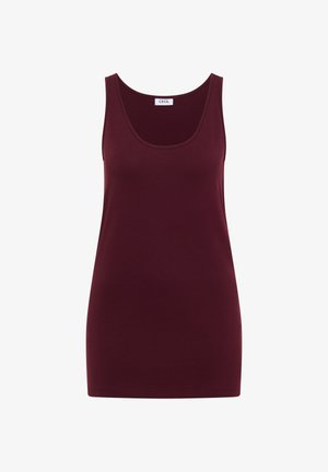 Cecil, Short-Sleeve Round-Neck Sweater with Stripes - Top - red wine