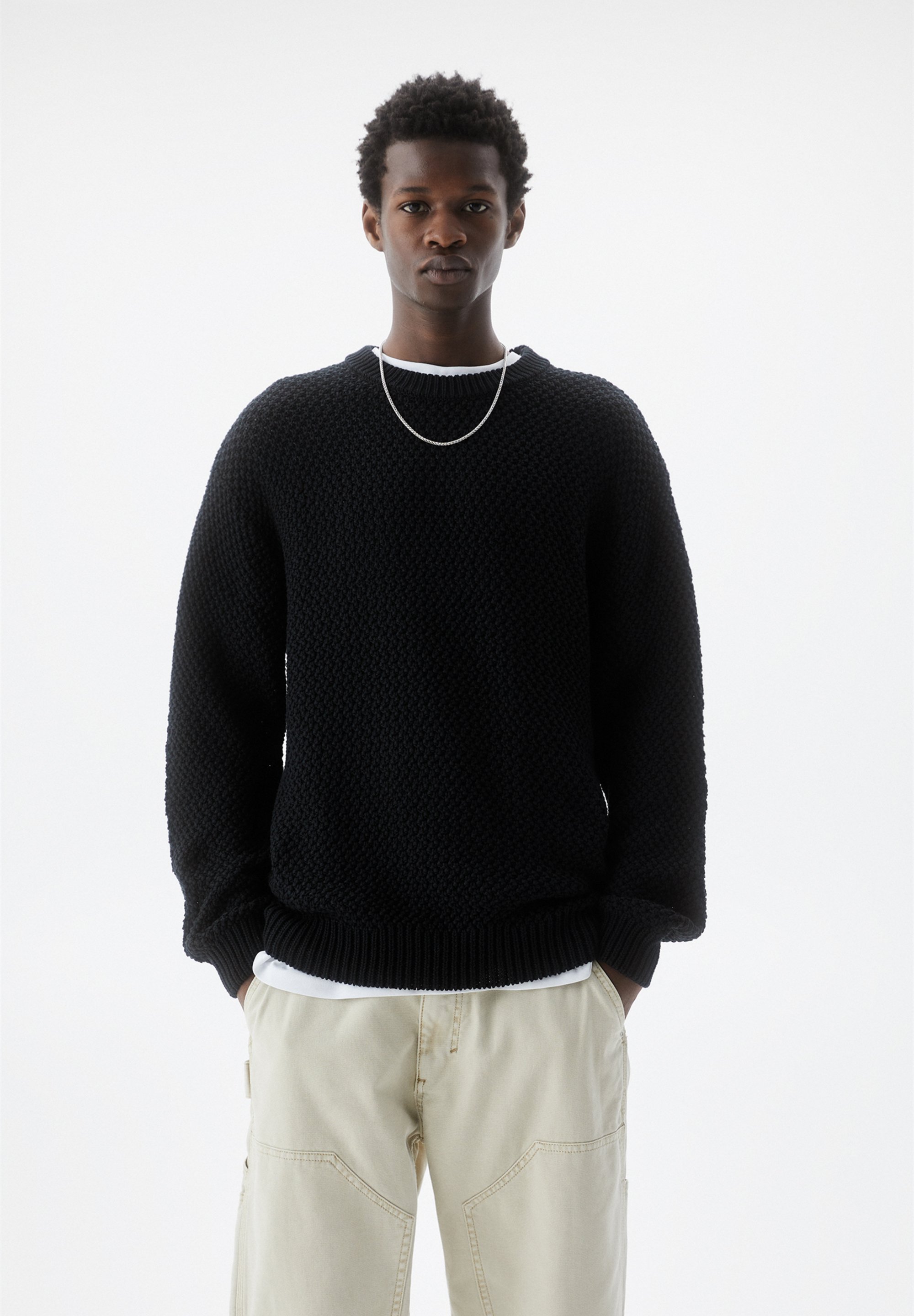 PULLu0026BEAR ROUND NECK - Pullover - black/noir - ZALANDO.FR