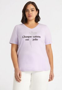 CON SCRITTA E FIORE - T-shirt con stampa - viola