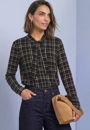 Street One, LONG-SLEEVE SHIRT WITH A BLOUSE-LIKE LOOK AND A CHECKERED PATTERN - Chemisier - black