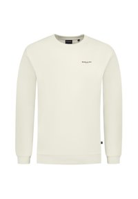 Lichtbeige sweatshirt met lange mouwen, ronde hals en geribbelde manchetten. Bevat een klein zwart "BALLIN" logo op de borst. Van een katoenmix.