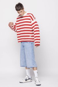 Kaotiko STRIPES SOCIETY UNISEX - Pulóver - ivory/red