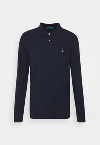 Námořnická modrá polokošile s dlouhým rukávem vyrobená z bavlny, s klasickým límečkem, tříknoflíkovou légou a malým bílým logem na hrudi.