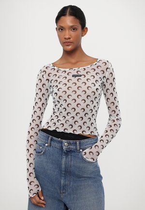 MOON PRINTED SECOND SKIN CROPPED - Long sleeved top - optical white
