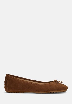 Lauren Ralph Lauren JAYNA SUEDE DRIVER FLAT - Ballerinasko - tobacco