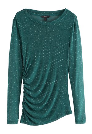Next REGULAR FIT - CREW NECK SHEER SPARKLE RUCHED  - Langærmet T-shirt - teal blue