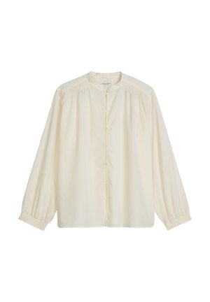 Marc O'Polo, BLOUSE, FLARED SHAPE, STAND UP COLLAR, SMOCK DETAIL, SOLID - Chemisier - white cotton