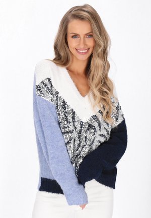 Strickpullover - offwhite blue