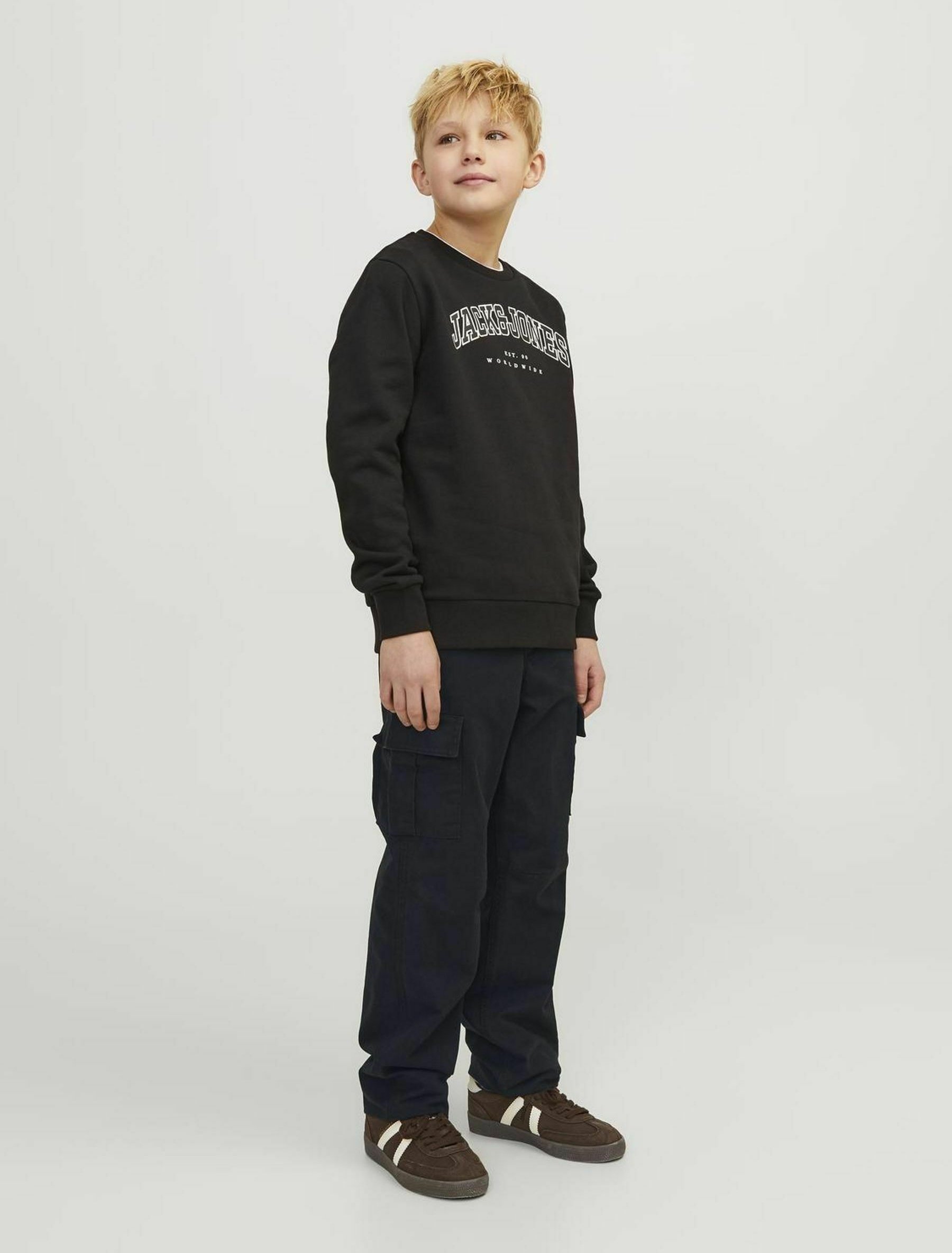 Pantalones Cargo JACK & JONES Junior - 100% Algodón, Color Elmwood, Corte Tipo Carpenter Para Niños