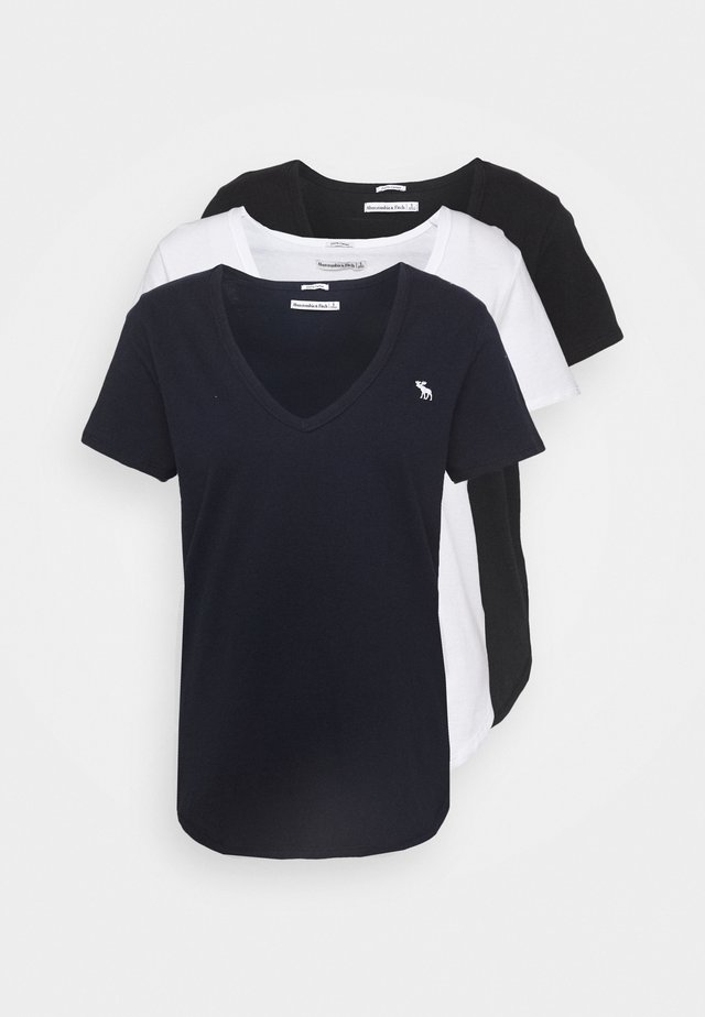 VNECK 3 PACK - T-Shirt basic - black/white/navy