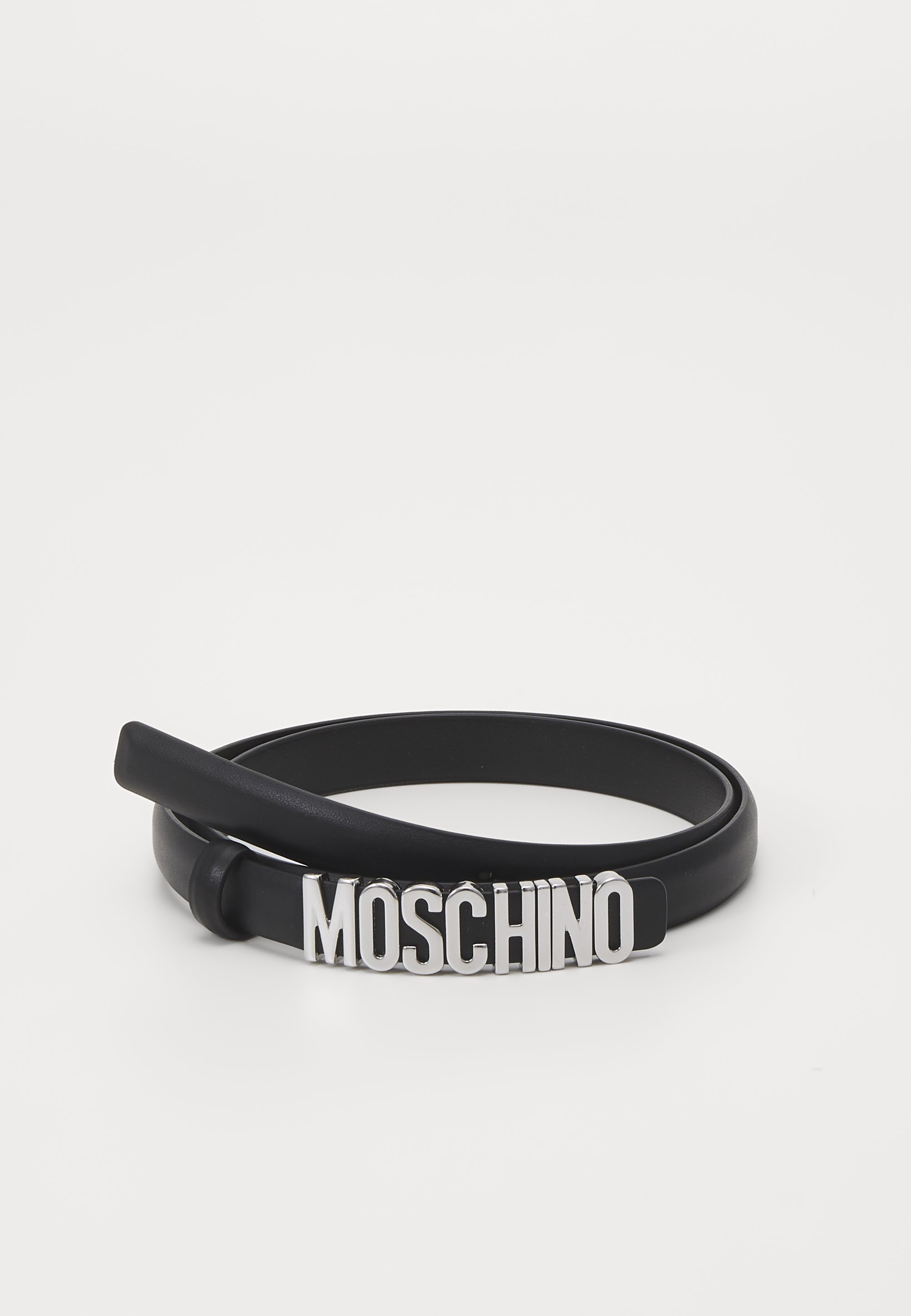 Moschino Black Belt with Silver Logo Womens Belts Silver Moschino Belt Logo Moschino Belts BLACK  main image 2