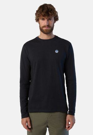 MIT LOGO-AUFNÄHER - Tops ar garām piedurknēm - black