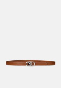 Lauren Ralph Lauren LOGO REVERSIBLE EMBOSSED SKINNY BELT - Diržas - tobacco/lauren tan