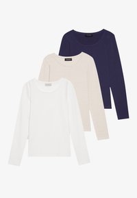 3 PACK - Långärmad tröja - evening blue,light beige melange,egret