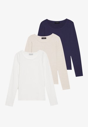 3 PACK - Topper langermet - evening blue,light beige melange,egret