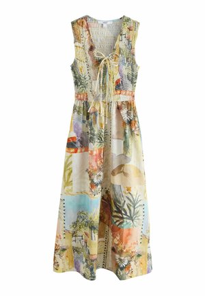 REGULAR FIT V-NECK SHIRRED BODY  - Robe de jour - patched print