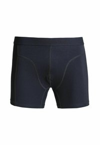 Dunkelmarineblaue Boxer-Briefs mit einem weichen Bund und geprägt-text. Glattes Material mit kontrastierenden Nähten, ergonomischer Form und ohne Muster.