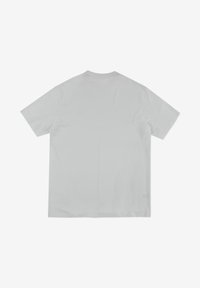 Jasnoszara, krótko rękawowa koszulka wykonana z miękkiej bawełny, o luźnym kroju i gładkim wzorze, z klasycznym okrągłym dekoltem.