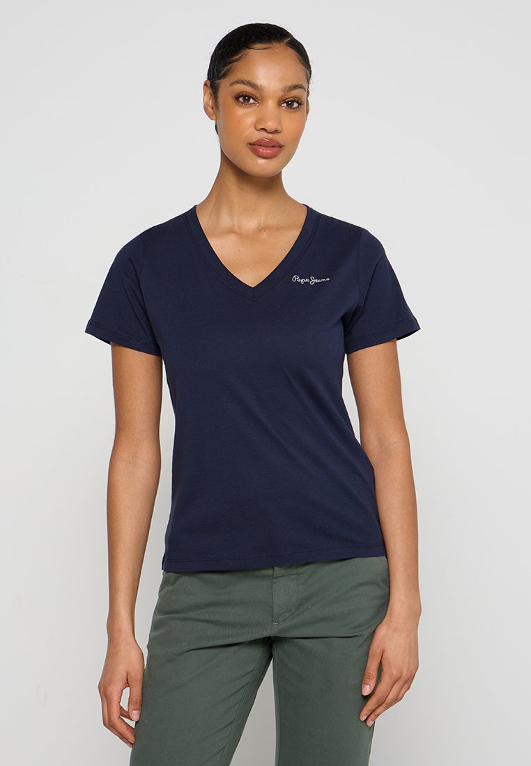 Pepe Jeans T-shirt basic donkerblauw Pepe Jeans T-shirt basic donkerblauw