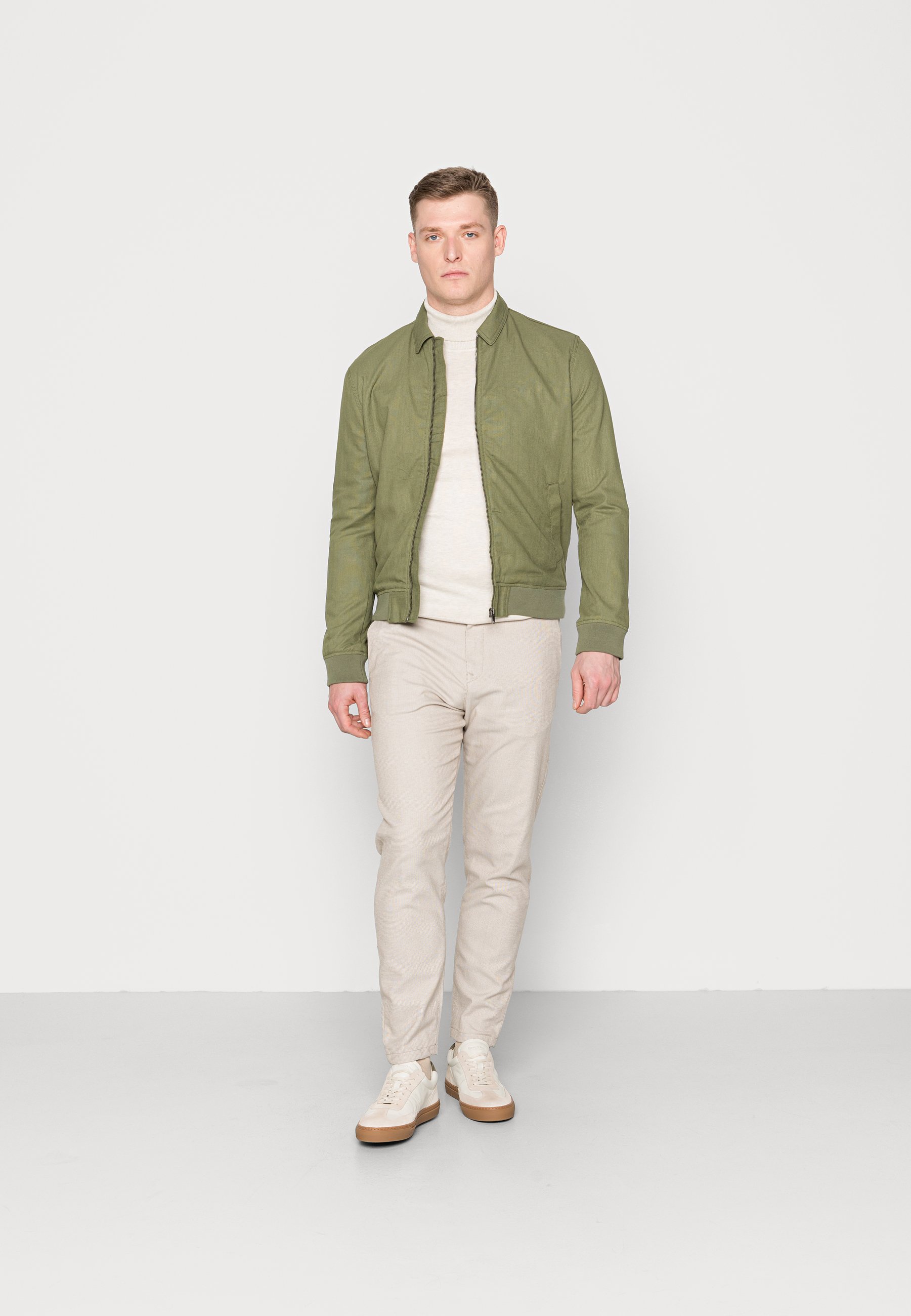 khaki pants with jacket