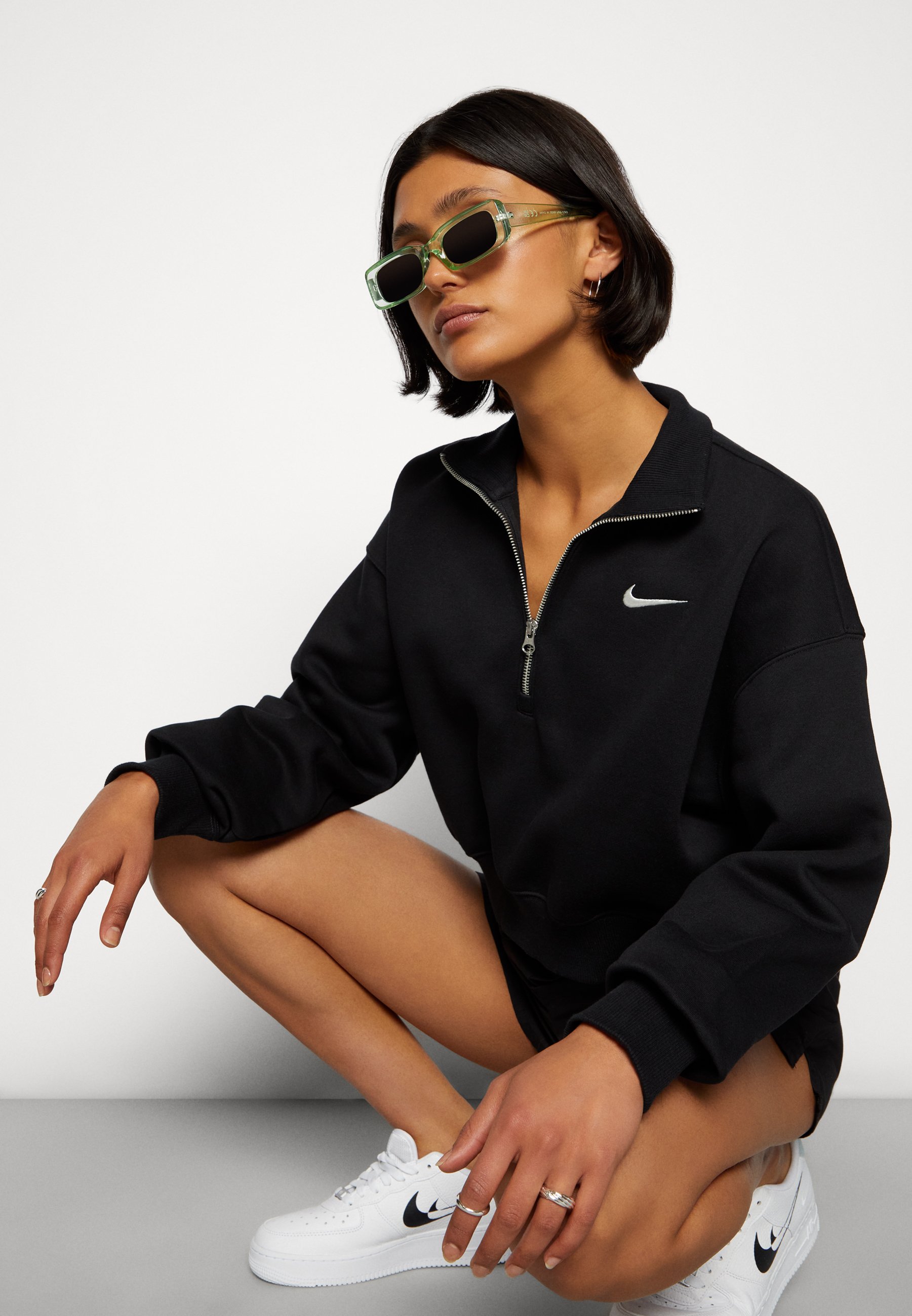 women's nike black zip top
