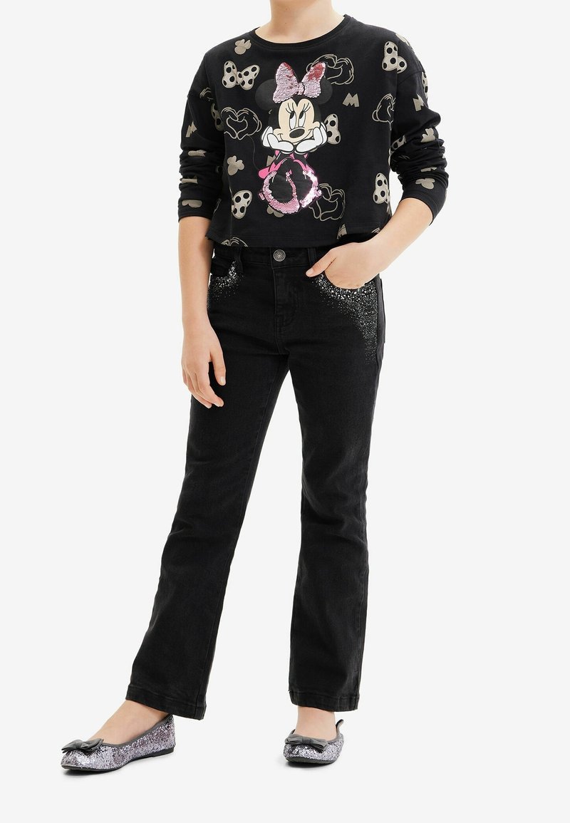 Desigual SEQUINED MINNIE MOUSE - Langarmshirt - black