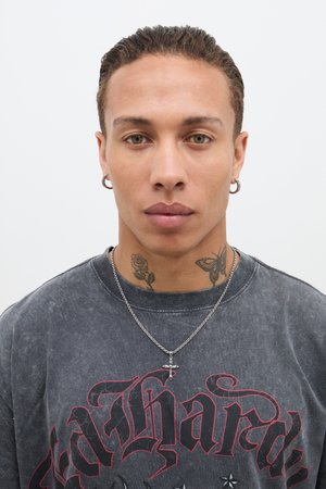 ED HARDY BEVELLED CROSS NECKLACE UNISEX - Necklace - silver-coloured