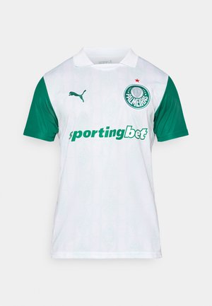 White and green sports jersey with short sleeves, featuring a collar, Puma logo, team emblem, and "sportingbet" text across the front.