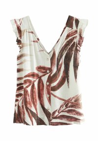 Next BLEND RUFFLE SLEEVE PETITE - Top - ecru/brun - Zalando.dk
