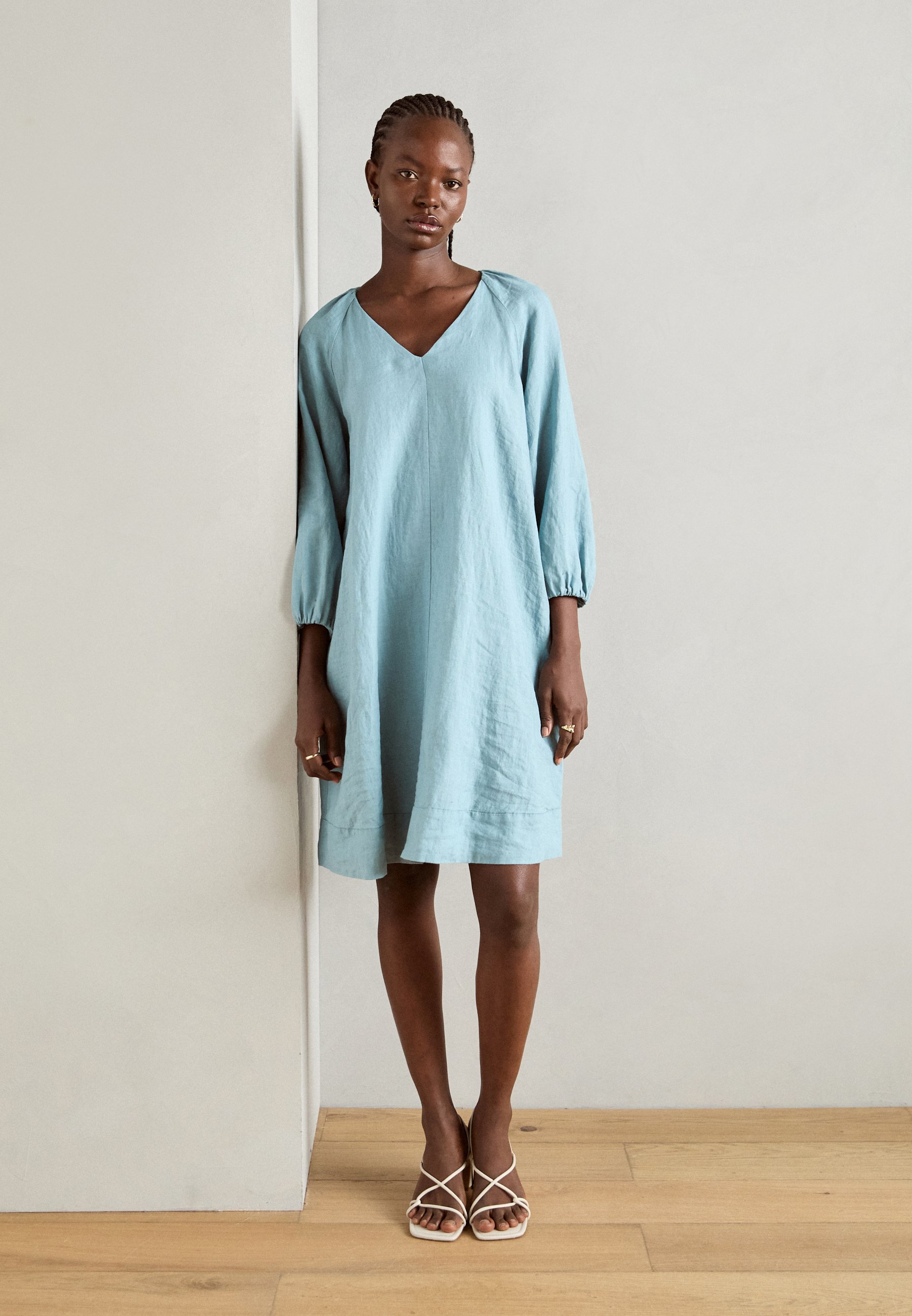 Marc O'Polo DRESS SHORT LENGTH A LINE FEMININE NECKLINE - Day dress - soft  teal/light blue - Zalando.ie