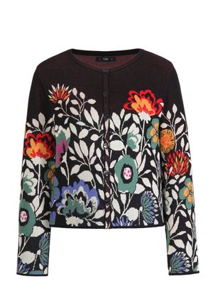 Ivko O NECK FLORAL PATTERN - Cardigan - black