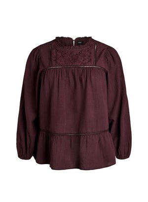 Zizzi, BLUSE MIT STICKEREI UND LOCHSTICKEREI - Μπλούζα - dunkles bordeaux