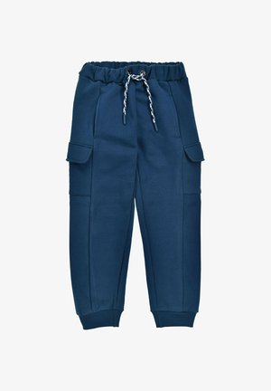 Dunkelblaue Sweatpants mit elastischem Bund, verstellbarem Kordelzug, Seitentaschen, gerippten Bündchen und flachen Nähten.