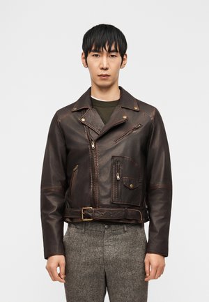 ROCCO MOTRORCYCLE JACKET - Bőrdzseki - used brown