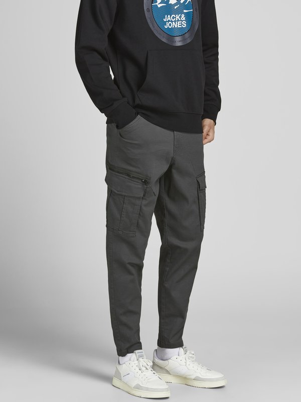 JJIACE JJDEX TAPERED - Cargo trousers - asphalt solid