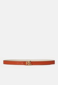 Lauren Ralph Lauren LOGO REVERSIBLE LEATHER SKINNY BELT - Curea - explorer sand/rust orange