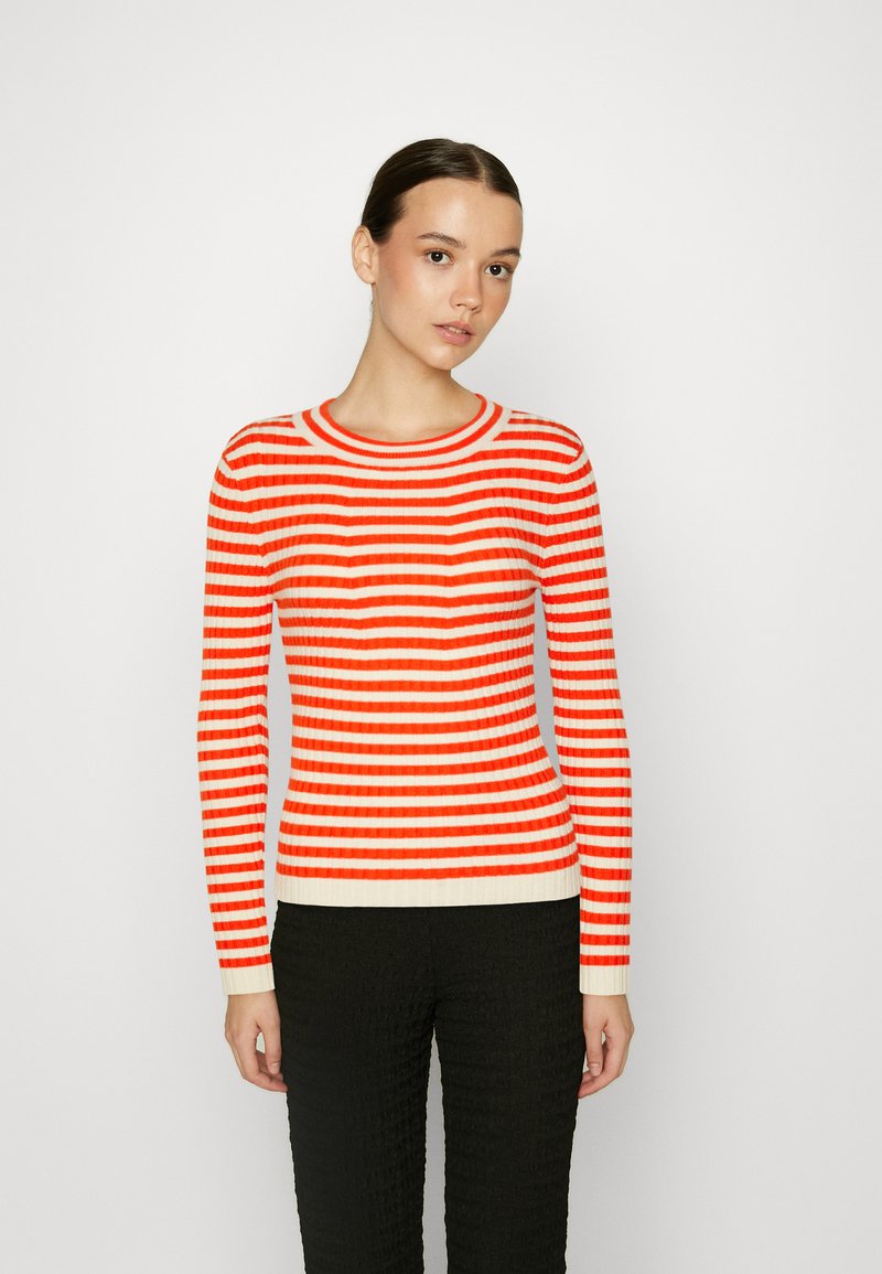Pieces PCCRISTA O NECK  - Pulover - tangerine tango/birch