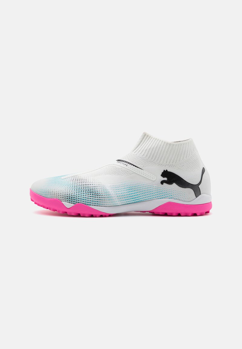 Puma FUTURE 7 MATCH LACELESS TT - FuÃballschuh Multinocken - white/black7poison pink/weiÃ 
