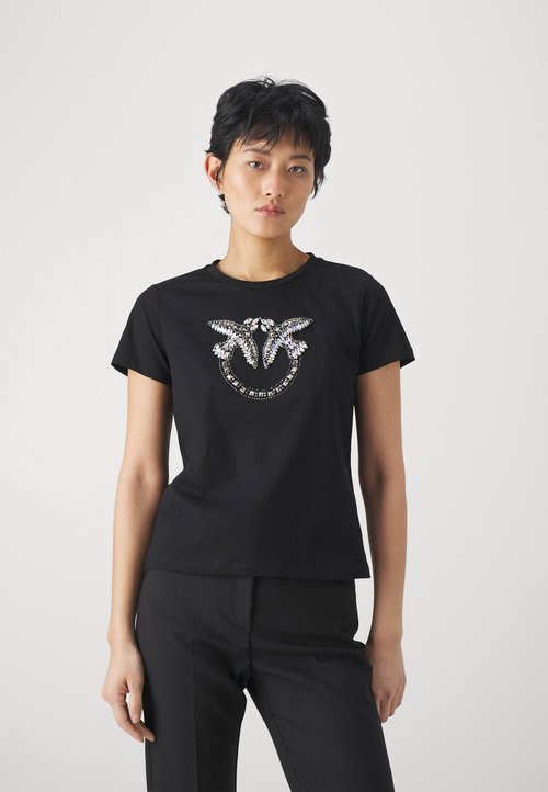 Pinko T-shirt Quentin con logo Love Birds gioiello verde main image 1