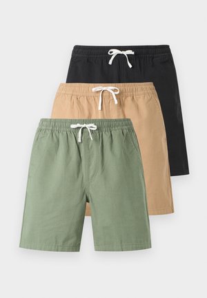 3 PACK - Shorts - black/beige/khaki