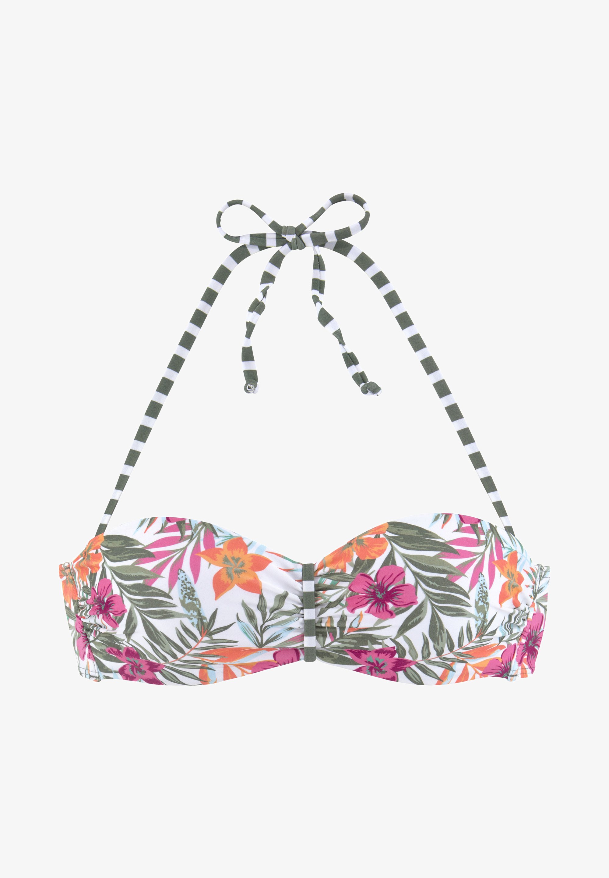 Venice Beach WIRE-BANDEAU Haut de bikini weiß bedruckt/blanc