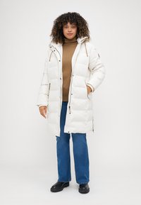 Lauren Ralph Lauren Woman FAUX-FUR-TRIM HOODED DOWN COAT - Páperový kabát - cream