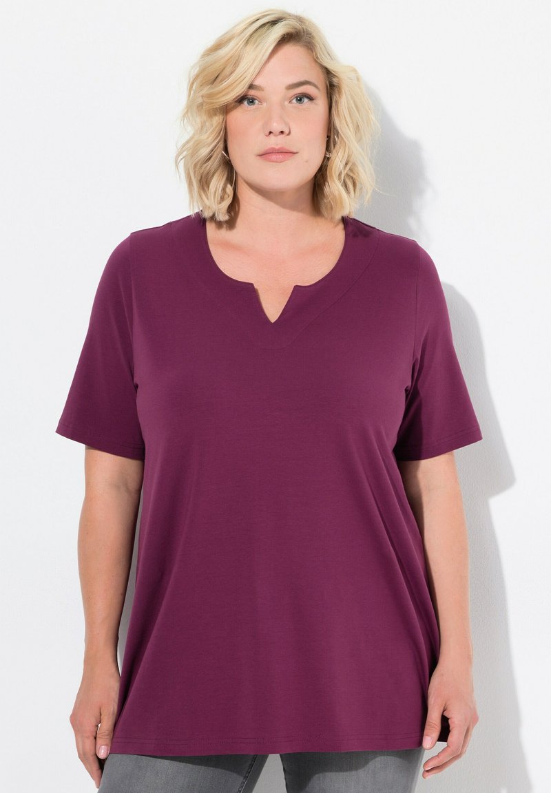 Ulla Popken A-LINIE HALBARM - T-shirt con stampa - dark berry