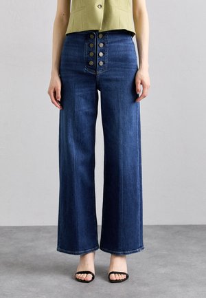 PALAZZO SAILOR PANT - Leveälahkeiset - dark blue denim