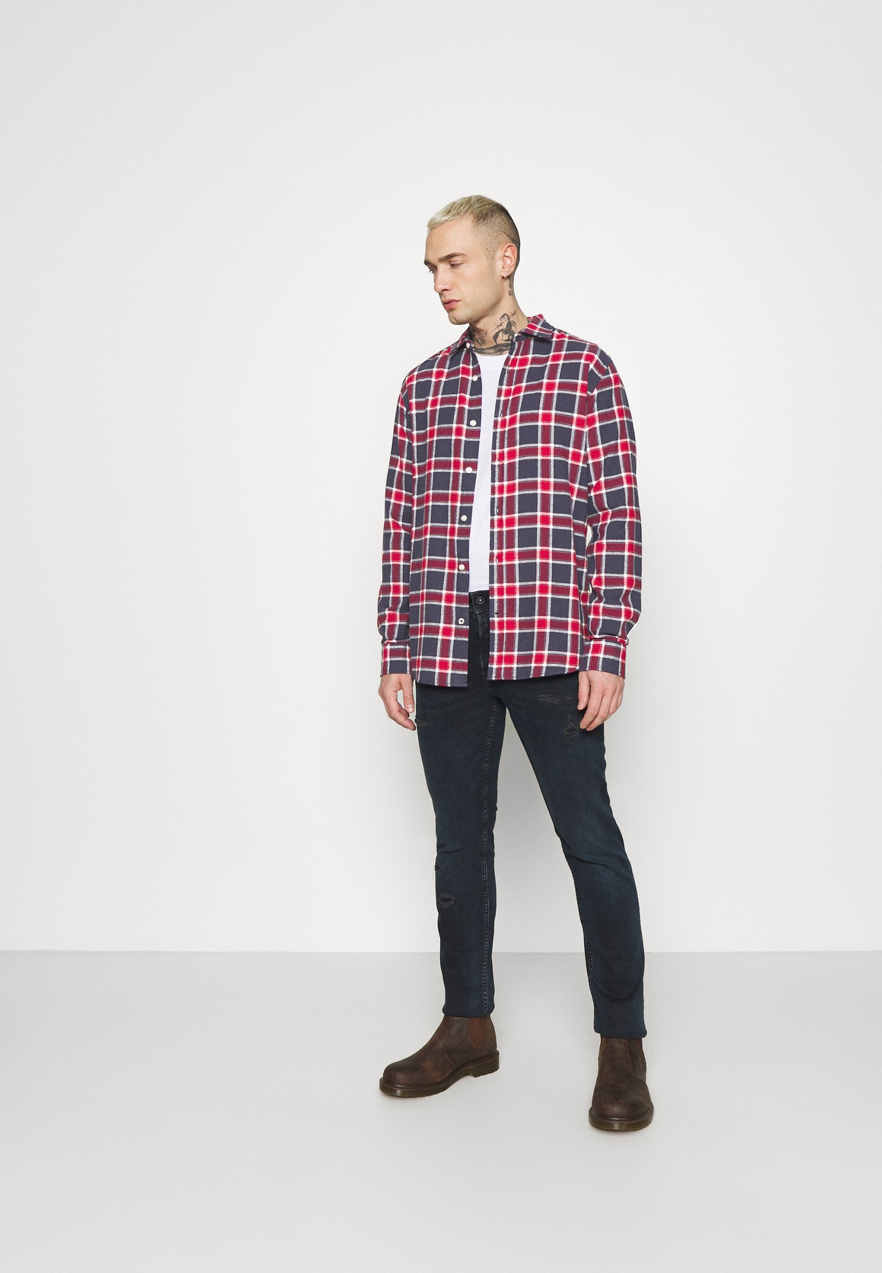 Herren JJEWILL CHECK SHIRT - Hemd - navy Herren JJEWILL CHECK SHIRT - Hemd - navy