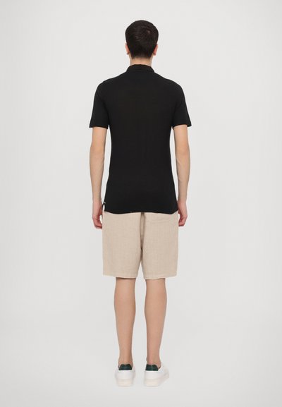 120% Lino SHORT SLEEVES - Polo - black solid