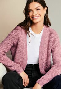 Lipsy MIXED CABLE REGULAR FIT - Kardiganas - rose