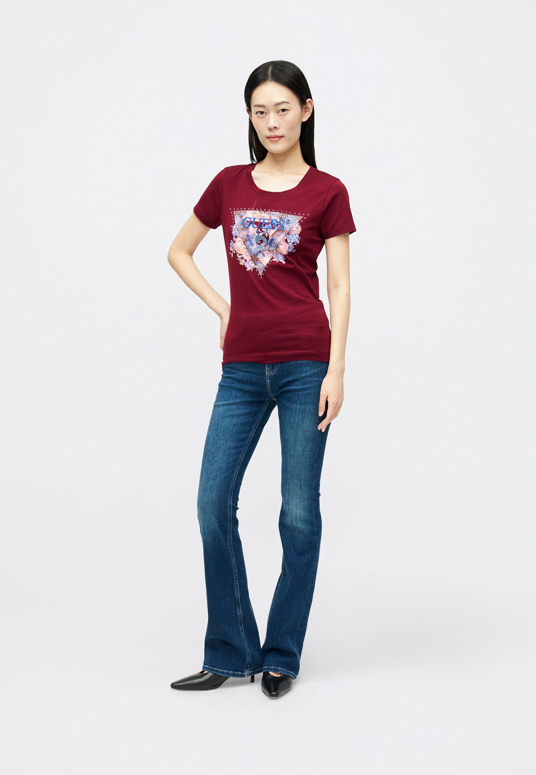 T-shirt Donna Gianni Kavanagh Western GK Core | Giromanica, Girocollo, Cotone Stretch, Colore Borgogna